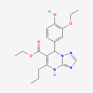 Ethyl 7-(3-ethoxy-4-hydroxyphenyl)-5-propyl-4,7-dihydro[1,2,4]triazolo[1,5-a]pyrimidine-6-carboxylate