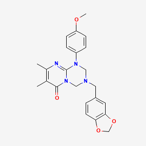 molecular formula C23H24N4O4 B11181794 3-(1,3-benzodioxol-5-ylmethyl)-1-(4-methoxyphenyl)-7,8-dimethyl-1,2,3,4-tetrahydro-6H-pyrimido[1,2-a][1,3,5]triazin-6-one 