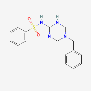 molecular formula C16H18N4O2S B11181824 N-(5-benzyl-1,4,5,6-tetrahydro-1,3,5-triazin-2-yl)benzenesulfonamide 