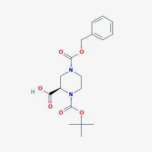 molecular formula C18H24N2O6 B111819 (R)-4-((Benzyloxy)carbonyl)-1-(tert-butoxycarbonyl)piperazine-2-carboxylic acid CAS No. 138775-02-7