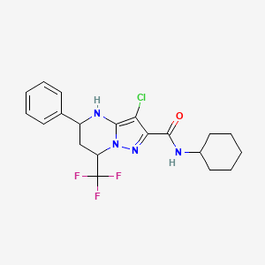 3-chloro-N-cyclohexyl-5-phenyl-7-(trifluoromethyl)-4,5,6,7-tetrahydropyrazolo[1,5-a]pyrimidine-2-carboxamide