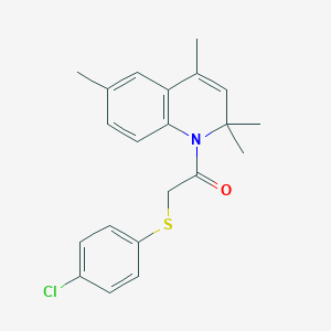 molecular formula C21H22ClNOS B11182001 2-[(4-chlorophenyl)sulfanyl]-1-(2,2,4,6-tetramethylquinolin-1(2H)-yl)ethanone 