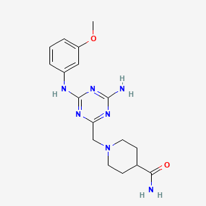 1-{[4-Amino-6-(3-methoxyanilino)-1,3,5-triazin-2-yl]methyl}-4-piperidinecarboxamide