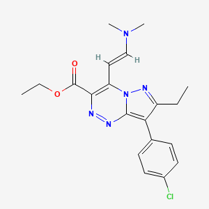 ethyl 8-(4-chlorophenyl)-4-[(E)-2-(dimethylamino)ethenyl]-7-ethylpyrazolo[5,1-c][1,2,4]triazine-3-carboxylate