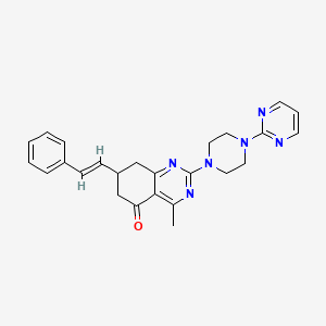 4-methyl-7-[(E)-2-phenylethenyl]-2-[4-(pyrimidin-2-yl)piperazin-1-yl]-7,8-dihydroquinazolin-5(6H)-one