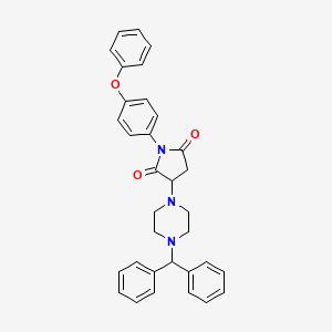 molecular formula C33H31N3O3 B11182064 3-[4-(Diphenylmethyl)piperazin-1-yl]-1-(4-phenoxyphenyl)pyrrolidine-2,5-dione 