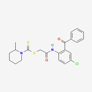 molecular formula C22H23ClN2O2S2 B11182072 2-{[4-Chloro-2-(phenylcarbonyl)phenyl]amino}-2-oxoethyl 2-methylpiperidine-1-carbodithioate 