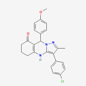 molecular formula C24H22ClN3O2 B11182138 3-(4-chlorophenyl)-9-(4-methoxyphenyl)-2-methyl-5,6,7,9-tetrahydropyrazolo[5,1-b]quinazolin-8(4H)-one 