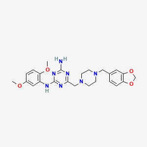 6-{[4-(1,3-benzodioxol-5-ylmethyl)piperazin-1-yl]methyl}-N-(2,5-dimethoxyphenyl)-1,3,5-triazine-2,4-diamine