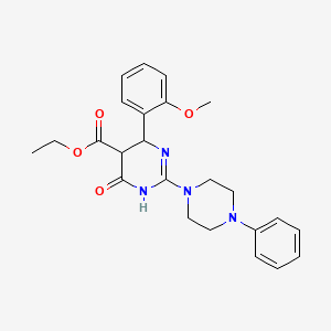 Ethyl 6-(2-methoxyphenyl)-4-oxo-2-(4-phenylpiperazin-1-yl)-1,4,5,6-tetrahydropyrimidine-5-carboxylate