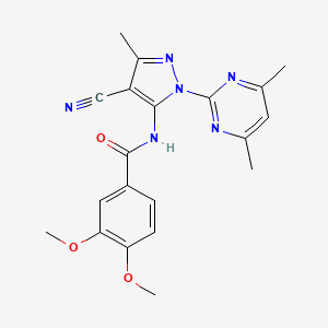 N-[4-cyano-1-(4,6-dimethylpyrimidin-2-yl)-3-methyl-1H-pyrazol-5-yl]-3,4-dimethoxybenzamide