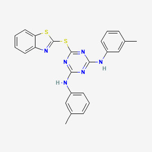 molecular formula C24H20N6S2 B11182252 6-(1,3-benzothiazol-2-ylsulfanyl)-N,N'-bis(3-methylphenyl)-1,3,5-triazine-2,4-diamine 