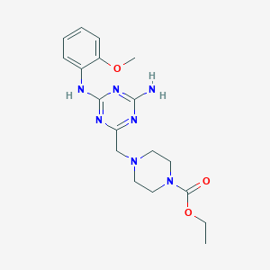 molecular formula C18H25N7O3 B11182262 Ethyl 4-({4-amino-6-[(2-methoxyphenyl)amino]-1,3,5-triazin-2-yl}methyl)piperazine-1-carboxylate 