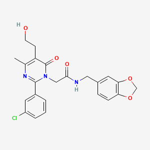 N-(1,3-benzodioxol-5-ylmethyl)-2-[2-(3-chlorophenyl)-5-(2-hydroxyethyl)-4-methyl-6-oxopyrimidin-1(6H)-yl]acetamide