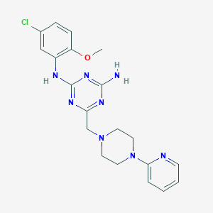 molecular formula C20H23ClN8O B11182289 N-(5-chloro-2-methoxyphenyl)-6-{[4-(pyridin-2-yl)piperazin-1-yl]methyl}-1,3,5-triazine-2,4-diamine 