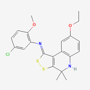 molecular formula C21H21ClN2O2S2 B11182419 5-chloro-N-[(1Z)-8-ethoxy-4,4-dimethyl-4,5-dihydro-1H-[1,2]dithiolo[3,4-c]quinolin-1-ylidene]-2-methoxyaniline 