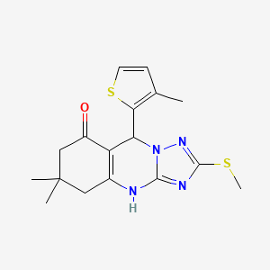 molecular formula C17H20N4OS2 B11182460 6,6-dimethyl-2-(methylsulfanyl)-9-(3-methylthiophen-2-yl)-5,6,7,9-tetrahydro[1,2,4]triazolo[5,1-b]quinazolin-8(4H)-one 