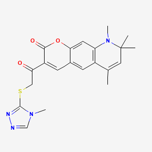 6,8,8,9-tetramethyl-3-{[(4-methyl-4H-1,2,4-triazol-3-yl)sulfanyl]acetyl}-8,9-dihydro-2H-pyrano[3,2-g]quinolin-2-one