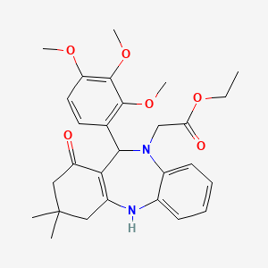 ethyl [1-hydroxy-3,3-dimethyl-11-(2,3,4-trimethoxyphenyl)-2,3,4,11-tetrahydro-10H-dibenzo[b,e][1,4]diazepin-10-yl]acetate