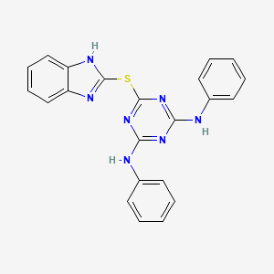 molecular formula C22H17N7S B11182564 6-(1H-benzimidazol-2-ylsulfanyl)-N,N'-diphenyl-1,3,5-triazine-2,4-diamine 