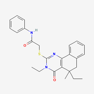 2-[(3,5-diethyl-5-methyl-4-oxo-3,4,5,6-tetrahydrobenzo[h]quinazolin-2-yl)sulfanyl]-N-phenylacetamide