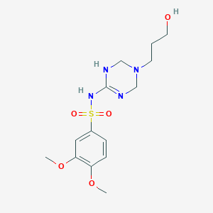 N~1~-[5-(3-hydroxypropyl)-1,4,5,6-tetrahydro-1,3,5-triazin-2-yl]-3,4-dimethoxy-1-benzenesulfonamide