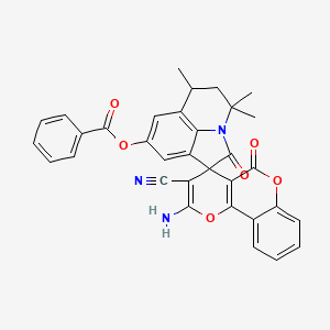 2-amino-3-cyano-4',4',6'-trimethyl-2',5-dioxo-5',6'-dihydro-4'H,5H-spiro[pyrano[3,2-c]chromene-4,1'-pyrrolo[3,2,1-ij]quinolin]-8'-yl benzoate