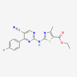 Ethyl 2-{[5-cyano-4-(4-fluorophenyl)pyrimidin-2-yl]amino}-4-methyl-1,3-thiazole-5-carboxylate