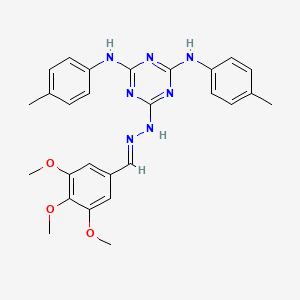 N,N'-bis(4-methylphenyl)-6-[(2E)-2-(3,4,5-trimethoxybenzylidene)hydrazinyl]-1,3,5-triazine-2,4-diamine