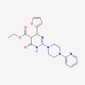 molecular formula C20H23N5O4 B11182749 Ethyl 6-(furan-2-yl)-4-oxo-2-[4-(pyridin-2-yl)piperazin-1-yl]-1,4,5,6-tetrahydropyrimidine-5-carboxylate 