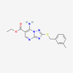 molecular formula C16H17N5O2S B11182776 Ethyl 7-imino-2-[(3-methylbenzyl)sulfanyl]-4,7-dihydro[1,2,4]triazolo[1,5-a]pyrimidine-6-carboxylate 