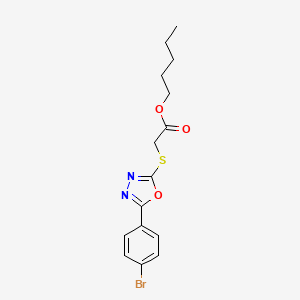 molecular formula C15H17BrN2O3S B11182852 Pentyl 2-{[5-(4-bromophenyl)-1,3,4-oxadiazol-2-yl]sulfanyl}acetate 