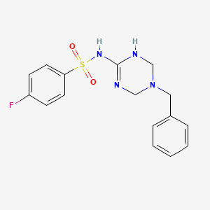 N-(5-benzyl-1,4,5,6-tetrahydro-1,3,5-triazin-2-yl)-4-fluorobenzenesulfonamide