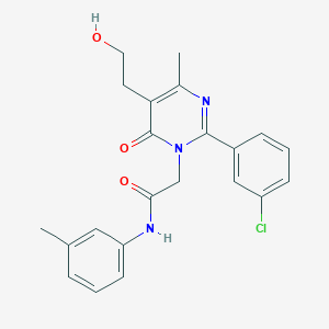 molecular formula C22H22ClN3O3 B11182903 2-[2-(3-chlorophenyl)-5-(2-hydroxyethyl)-4-methyl-6-oxopyrimidin-1(6H)-yl]-N-(3-methylphenyl)acetamide 