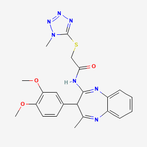 N-[3-(3,4-dimethoxyphenyl)-4-methyl-3H-1,5-benzodiazepin-2-yl]-2-[(1-methyl-1H-tetrazol-5-yl)sulfanyl]acetamide