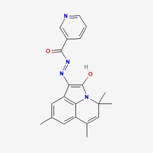 N'-[(1E)-4,4,6,8-tetramethyl-2-oxo-4H-pyrrolo[3,2,1-ij]quinolin-1(2H)-ylidene]pyridine-3-carbohydrazide