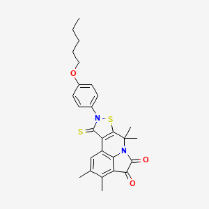 molecular formula C27H28N2O3S2 B11182981 2,3,7,7-tetramethyl-9-[4-(pentyloxy)phenyl]-10-thioxo-9,10-dihydro-7H-isothiazolo[5,4-c]pyrrolo[3,2,1-ij]quinoline-4,5-dione 