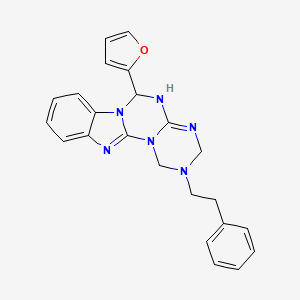 9-(furan-2-yl)-4-(2-phenylethyl)-2,4,6,8,10,17-hexazatetracyclo[8.7.0.02,7.011,16]heptadeca-1(17),6,11,13,15-pentaene