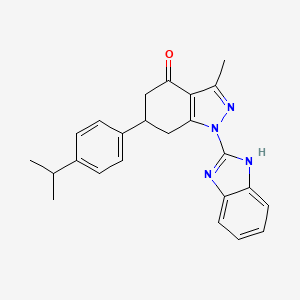 molecular formula C24H24N4O B11182989 1-(1H-benzimidazol-2-yl)-3-methyl-6-[4-(propan-2-yl)phenyl]-1,5,6,7-tetrahydro-4H-indazol-4-one 