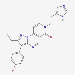 molecular formula C22H19FN6O B11183002 2-ethyl-3-(4-fluorophenyl)-7-[2-(1H-imidazol-5-yl)ethyl]pyrazolo[1,5-a]pyrido[3,4-e]pyrimidin-6(7H)-one 