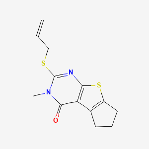 molecular formula C13H14N2OS2 B11183043 2-(allylsulfanyl)-3-methyl-3,5,6,7-tetrahydro-4H-cyclopenta[4,5]thieno[2,3-d]pyrimidin-4-one 