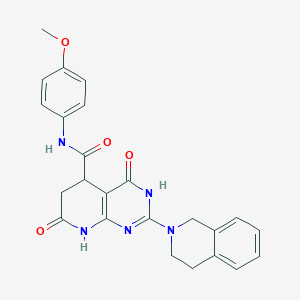 molecular formula C24H23N5O4 B11183050 2-(3,4-dihydroisoquinolin-2(1H)-yl)-4-hydroxy-N-(4-methoxyphenyl)-7-oxo-5,6,7,8-tetrahydropyrido[2,3-d]pyrimidine-5-carboxamide 