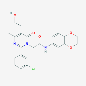 2-[2-(3-chlorophenyl)-5-(2-hydroxyethyl)-4-methyl-6-oxopyrimidin-1(6H)-yl]-N-(2,3-dihydro-1,4-benzodioxin-6-yl)acetamide