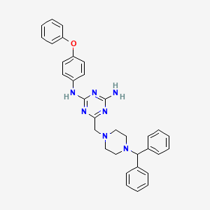 molecular formula C33H33N7O B11183103 6-{[4-(diphenylmethyl)piperazin-1-yl]methyl}-N-(4-phenoxyphenyl)-1,3,5-triazine-2,4-diamine 