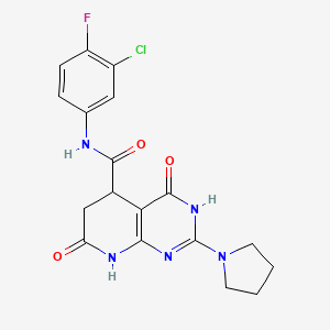 N-(3-chloro-4-fluorophenyl)-4,7-dioxo-2-(pyrrolidin-1-yl)-3,4,5,6,7,8-hexahydropyrido[2,3-d]pyrimidine-5-carboxamide