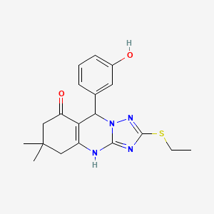 2-(ethylsulfanyl)-9-(3-hydroxyphenyl)-6,6-dimethyl-5,6,7,9-tetrahydro[1,2,4]triazolo[5,1-b]quinazolin-8(4H)-one