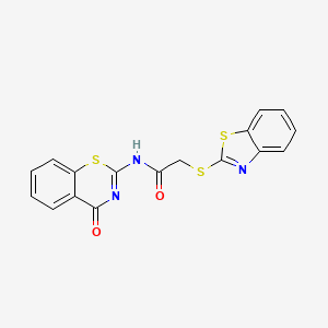 2-(1,3-benzothiazol-2-ylsulfanyl)-N-[(2Z)-4-oxo-3,4-dihydro-2H-1,3-benzothiazin-2-ylidene]acetamide