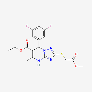 molecular formula C18H18F2N4O4S B11183229 Ethyl 7-(3,5-difluorophenyl)-2-[(2-methoxy-2-oxoethyl)sulfanyl]-5-methyl-4,7-dihydro[1,2,4]triazolo[1,5-a]pyrimidine-6-carboxylate 