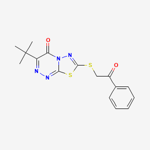 molecular formula C16H16N4O2S2 B11183269 3-tert-butyl-7-[(2-oxo-2-phenylethyl)sulfanyl]-4H-[1,3,4]thiadiazolo[2,3-c][1,2,4]triazin-4-one 