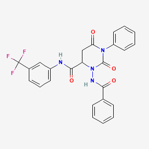 2,6-dioxo-1-phenyl-3-[(phenylcarbonyl)amino]-N-[3-(trifluoromethyl)phenyl]hexahydropyrimidine-4-carboxamide